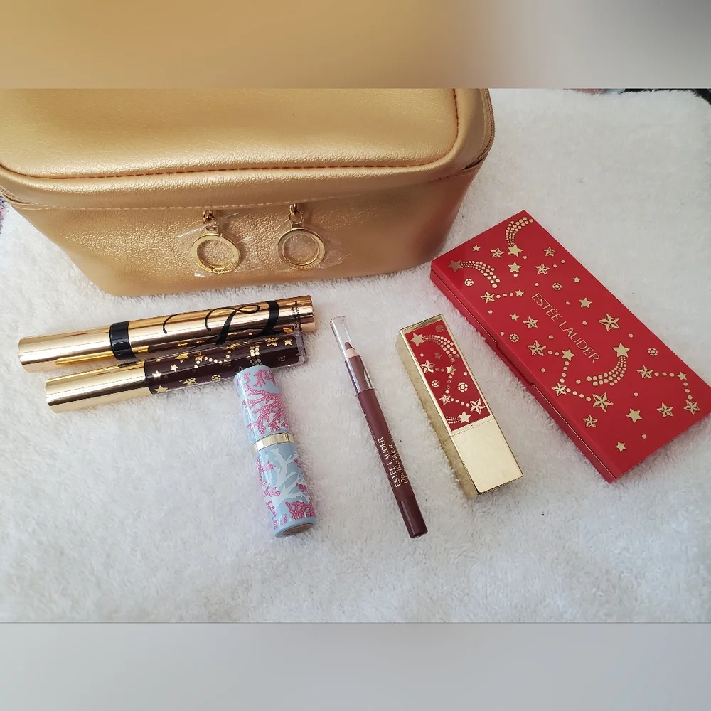 New Estee Lauder Celestial Glam Full size Lips, Eyes & Cosmetic Case